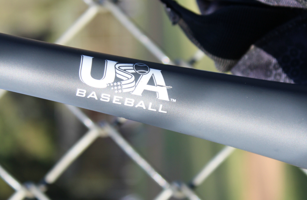 USA baseball sticker on a bat
